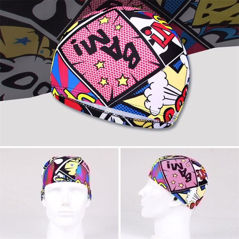 Elastic Nylon Turban Swimming Cap Flowers Printed Long Hair Cap Men Women Pool Bathing Hat Sports A 4