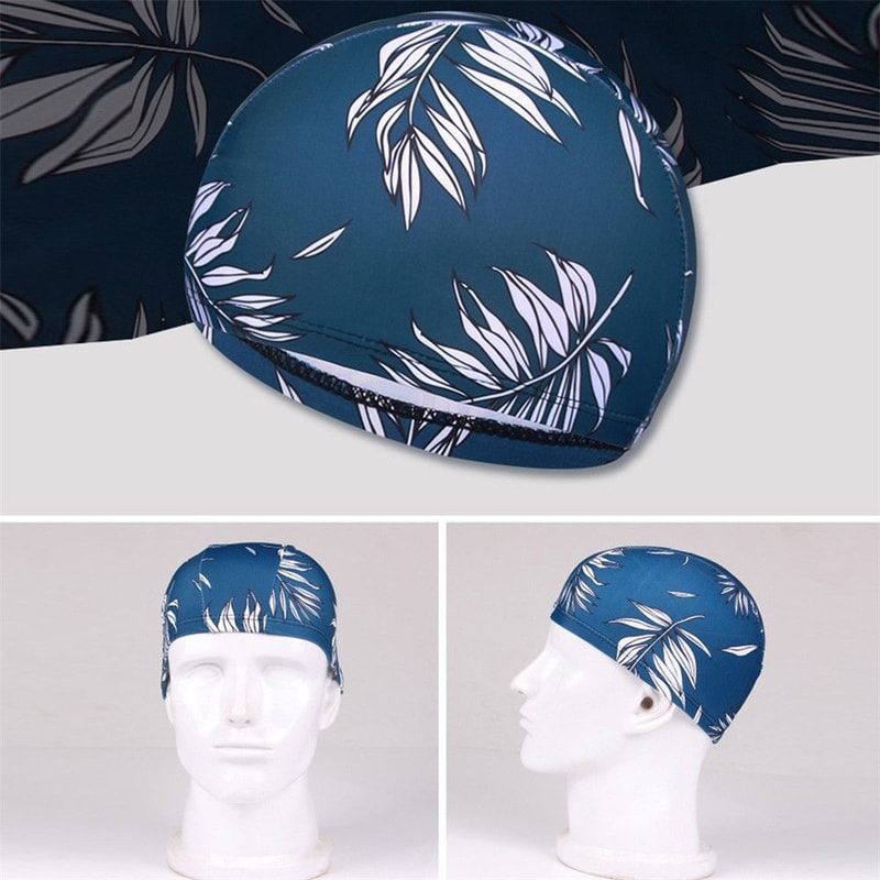Elastic Nylon Turban Swimming Cap Flowers Printed Long Hair Cap Men Women Pool Bathing Hat Sports A 5