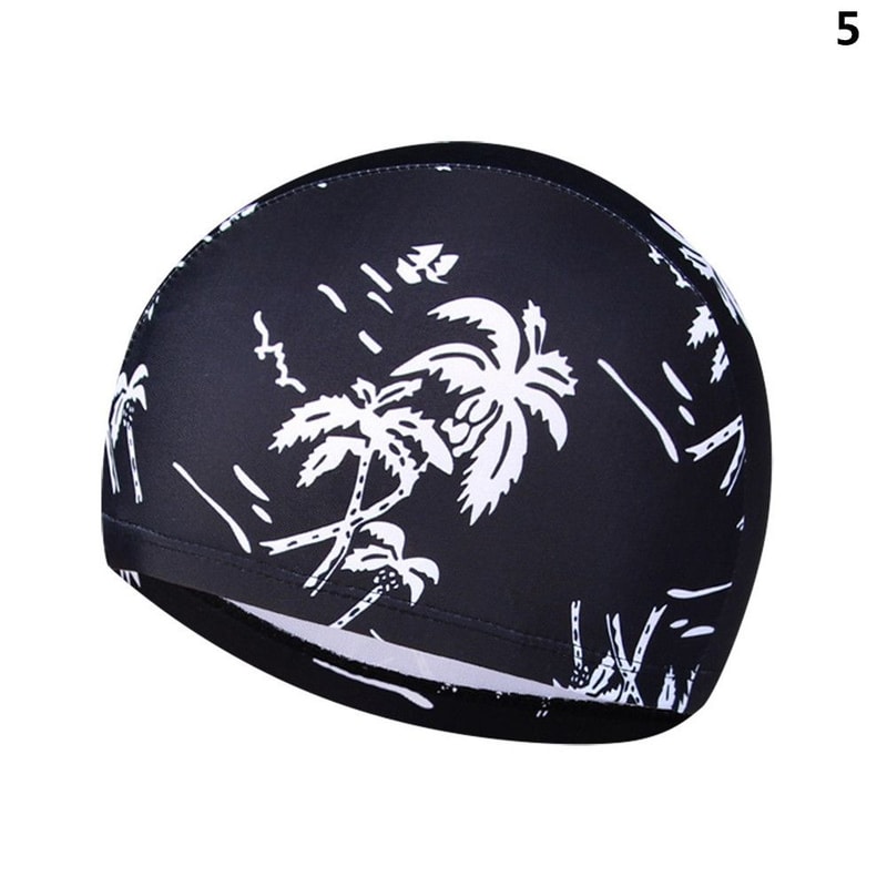 Elastic Nylon Turban Swimming Cap Flowers Printed Long Hair Cap Men Women Pool Bathing Hat Sports A 9