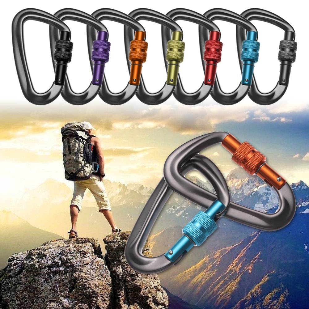 Quickdraws Professional Climbing Carabiner D Shape, Outdoor Equipment, Safety Lock Buckle for Climbing