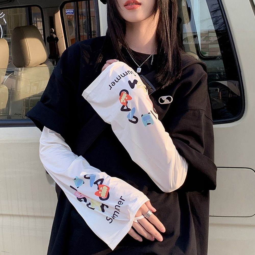 Outdoor Driving Arm Cover Fashion Gauze Sun Protection Sleeves AntiSunburn Womens Loose Arm Protect 5