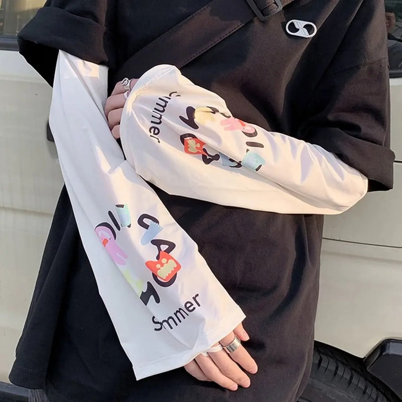 Outdoor Driving Arm Cover Fashion Gauze Sun Protection Sleeves AntiSunburn Womens Loose Arm Protect 2