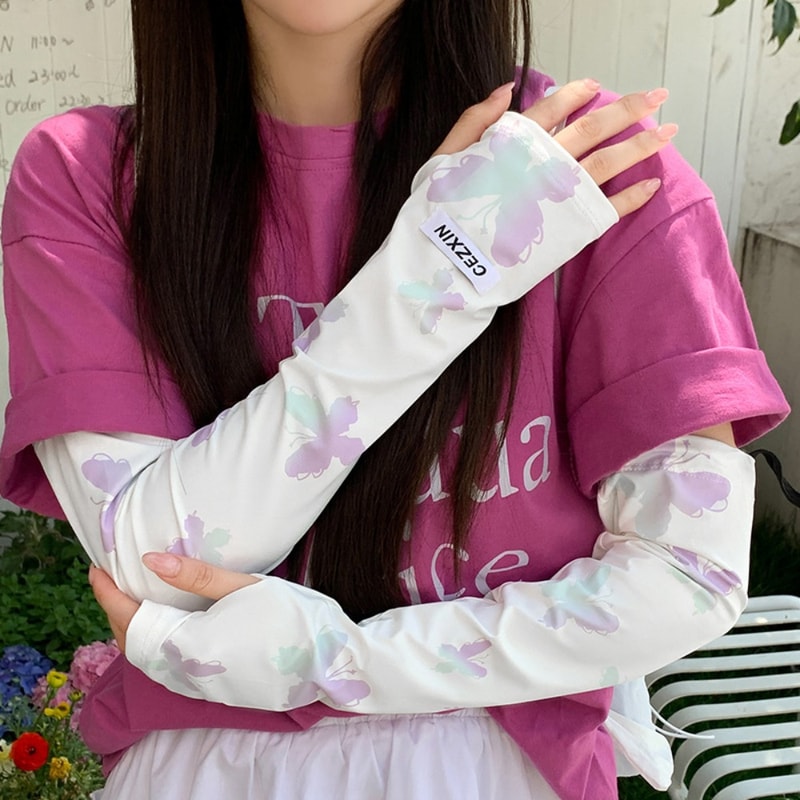 Outdoor Driving Arm Cover Fashion Gauze Sun Protection Sleeves AntiSunburn Womens Loose Arm Protect 12