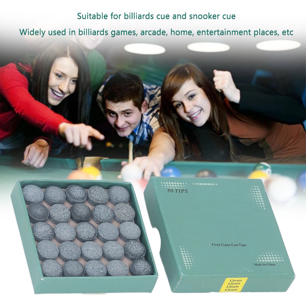 Replacement Pool Cues, Leather Billiard Pool Cue Tips Storage Box, Glue-on Snooker Cue Tips, Multiple Sizes