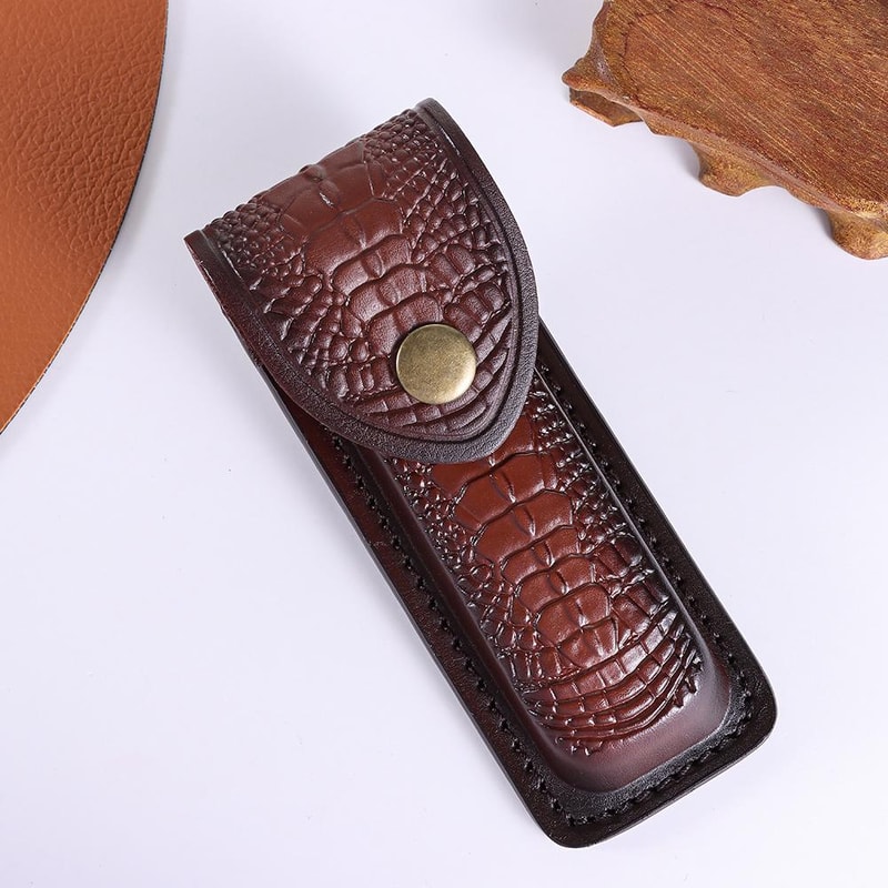 Leather Knife Sheath With Waist Belt Buckle, Pocket Multi-function Tool Knife Protective Cover, Flashlight Case for Outd