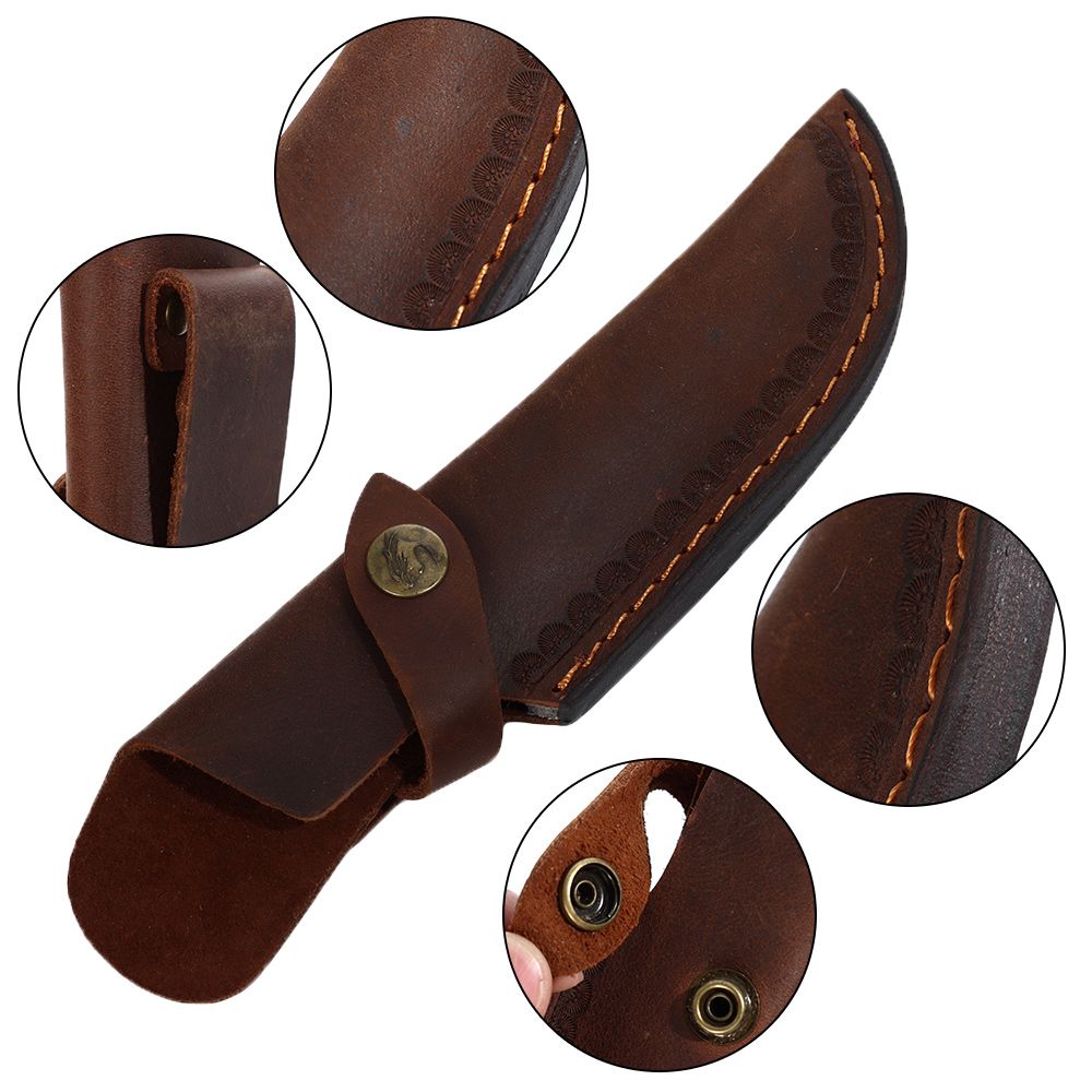 Leather Knife Sheath With Waist Belt Buckle, Pocket Multi-function Tool Knife Protective Cover, Flashlight Case for Outd