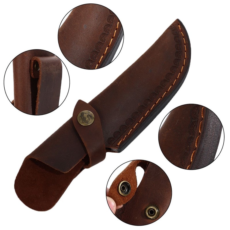 Leather Knife Sheath With Waist Belt Buckle, Pocket Multi-function Tool Knife Protective Cover, Flashlight Case for Outd