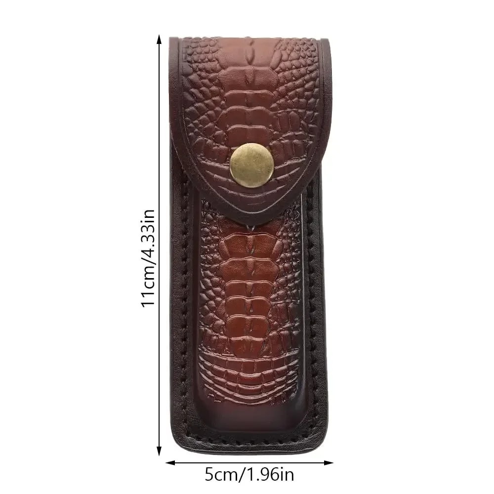 Leather Knife Sheath With Waist Belt Buckle, Pocket Multi-function Tool Knife Protective Cover, Flashlight Case for Outd