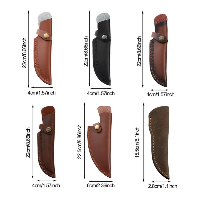 Leather Knife Sheath With Waist Belt Buckle, Pocket Multi-function Tool Knife Protective Cover, Flashlight Case for Outd