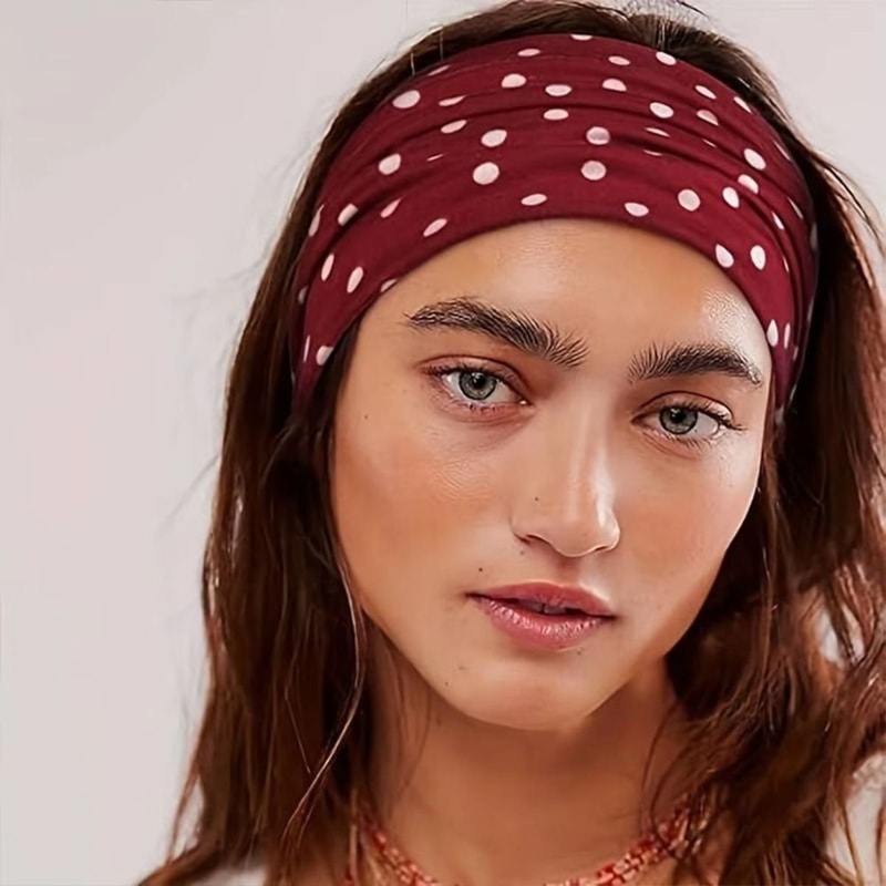 Sweat-absorbent Sport Hairband Hair for workouts, Durable Polka Dot Yoga Headband Elastic, Accessories Makeup Headband