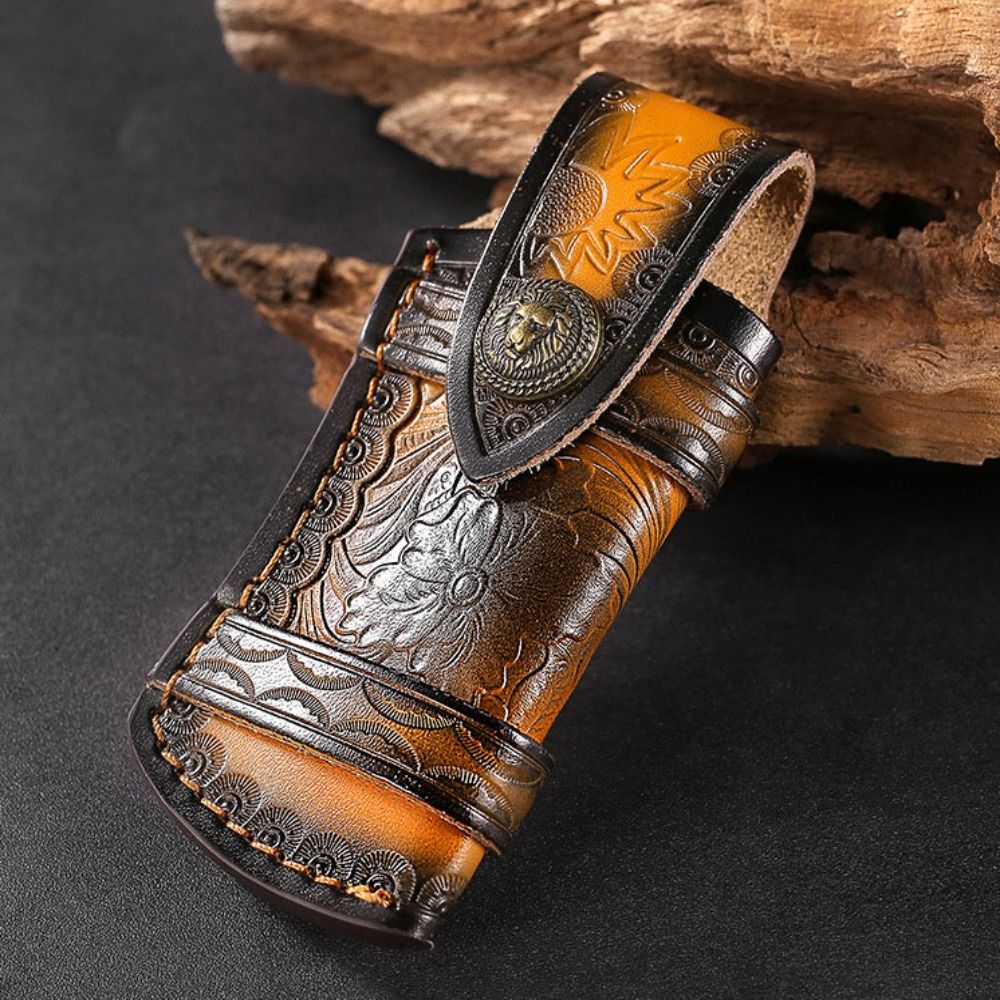 Brown Belt Loop Case Holder New Leather Sheath Pocket Flashlight Belt Fold Knife Scabbard Hunt Camp 2