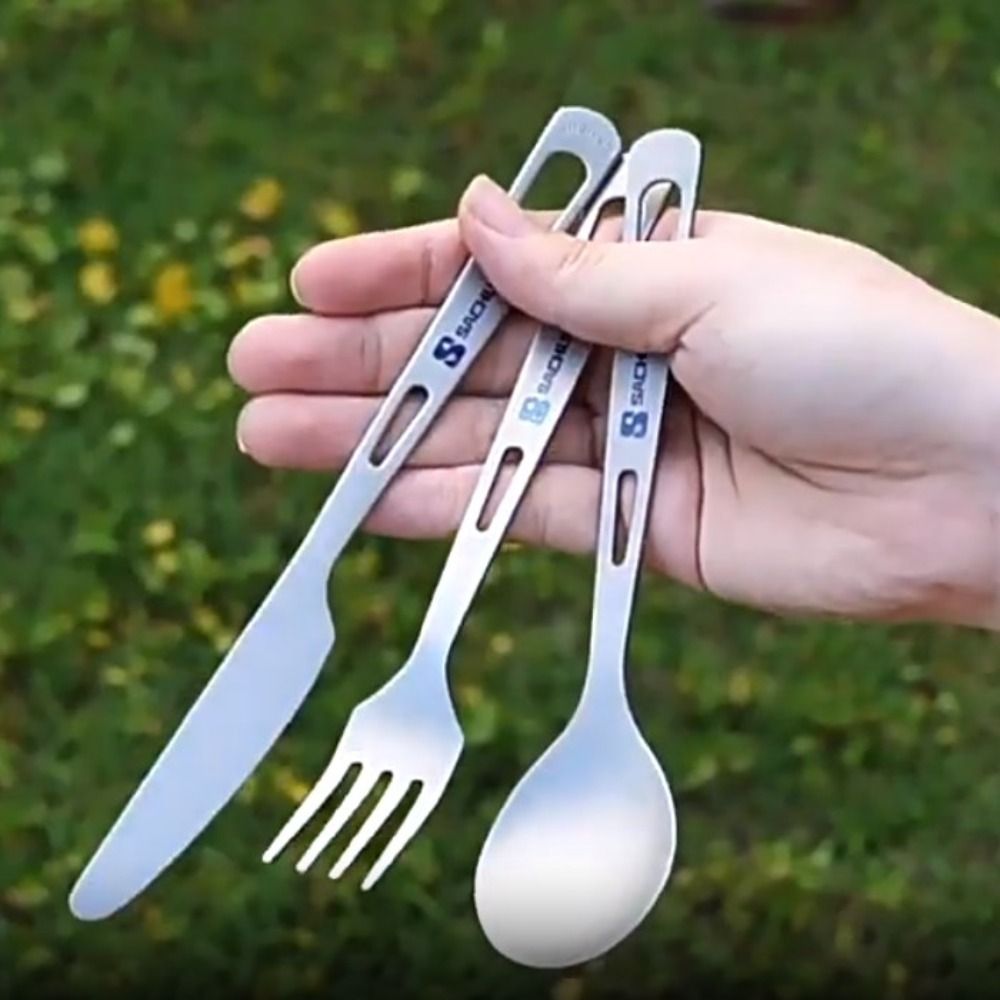 Long Handle Outdoor Camping High Quality Portable Titanium Spoon Fork Light Titanium Cookware Outdo 0