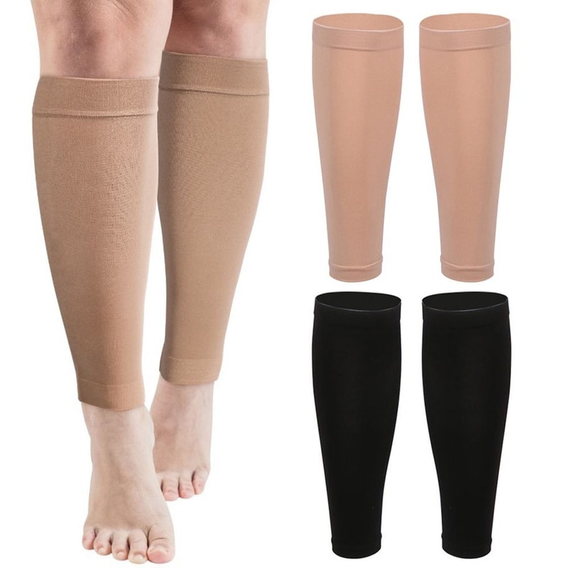 Footless Compression Socks, Nylon Sports Calf Support, Breathable Stretching Leg Sleeves, Running
