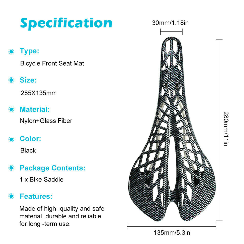 Ergonomic Spider Carbon Fiber Bicycle Saddle MTB Road Cycling Breathable Mat 5