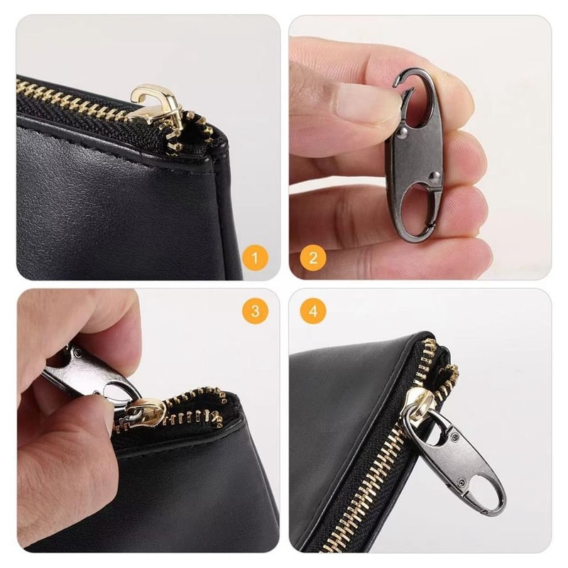 Portable Silver S-Shaped Zipper Lock Clip, Alloy Metal Carabiner, Mini Snap Hook for Luggage and Bags