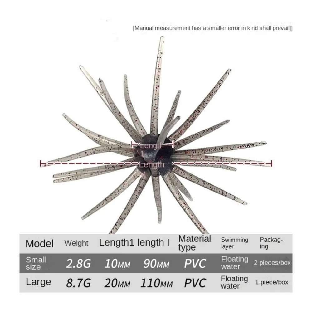 Handmade Urchin Silicone Worm Lure, Freshwater Bass BFS Fishing Lure