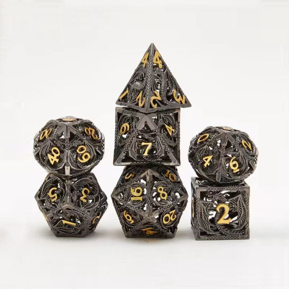 Octopus Polyhedron Hollow Metal Dice Set for Table Games RPG Board Game