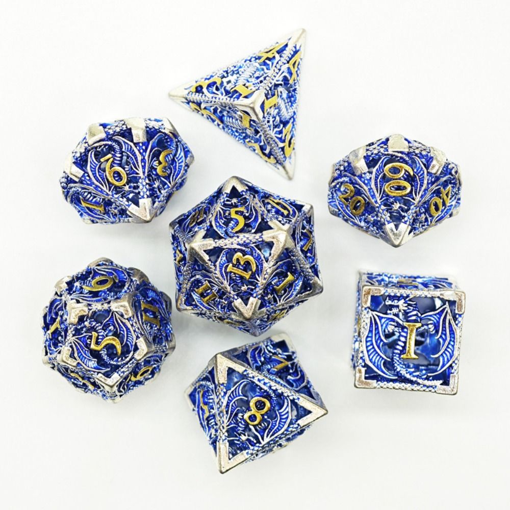 Octopus Polyhedron Hollow Metal Dice Set for Table Games RPG Board Game