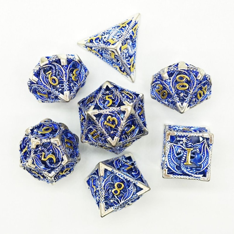 Octopus Polyhedron Hollow Metal Dice Set for Table Games RPG Board Game
