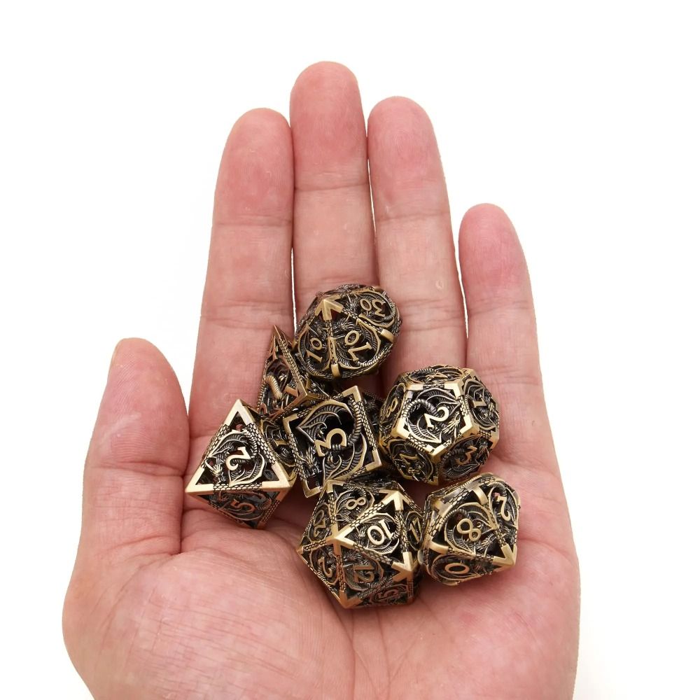 Octopus Polyhedron Hollow Metal Dice Set for Table Games RPG Board Game