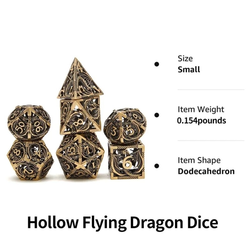 Octopus Polyhedron Hollow Metal Dice Set for Table Games RPG Board Game