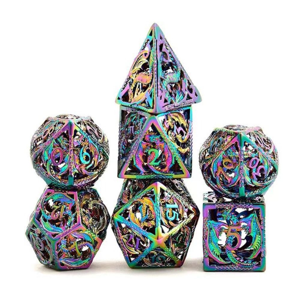 Octopus Polyhedron Hollow Metal Dice Set for Table Games RPG Board Game