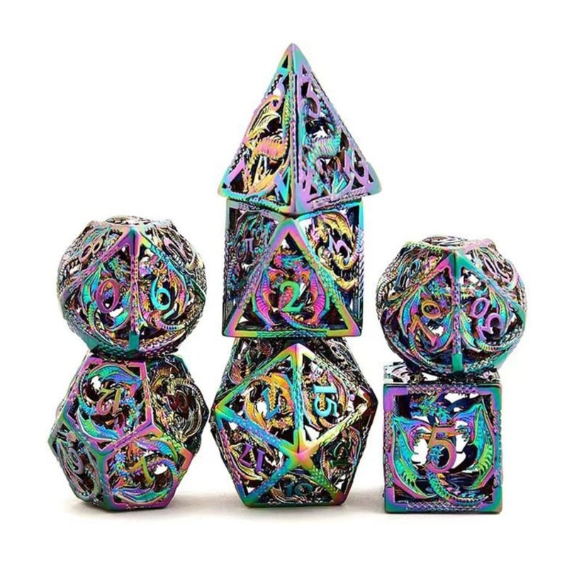 Octopus Polyhedron Hollow Metal Dice Set for Table Games RPG Board Game