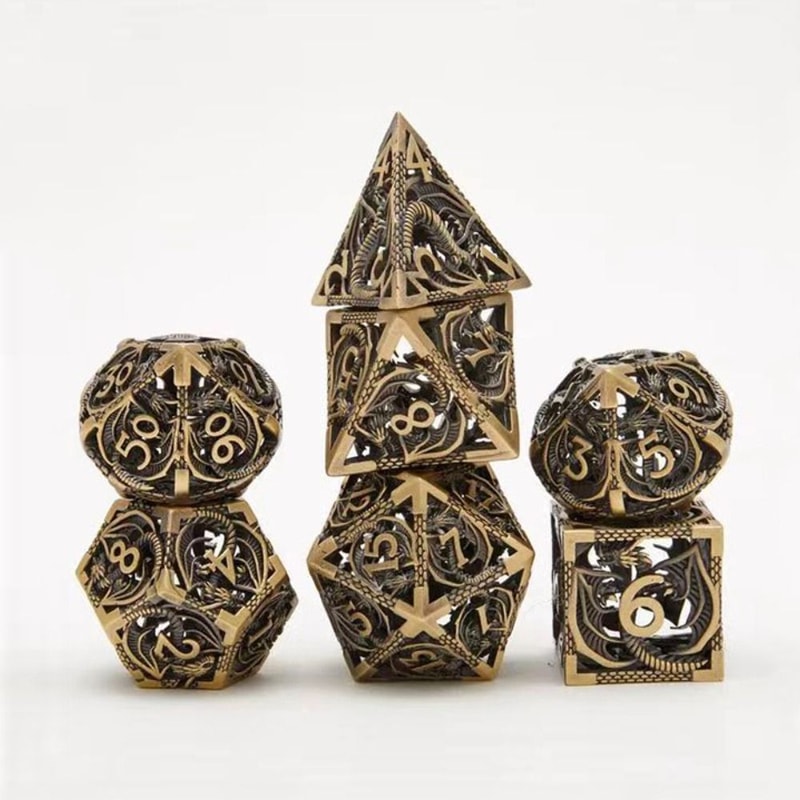Octopus Polyhedron Hollow Metal Dice Set for Table Games RPG Board Game