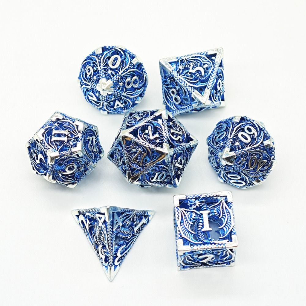 Octopus Polyhedron Hollow Metal Dice Set for Table Games RPG Board Game