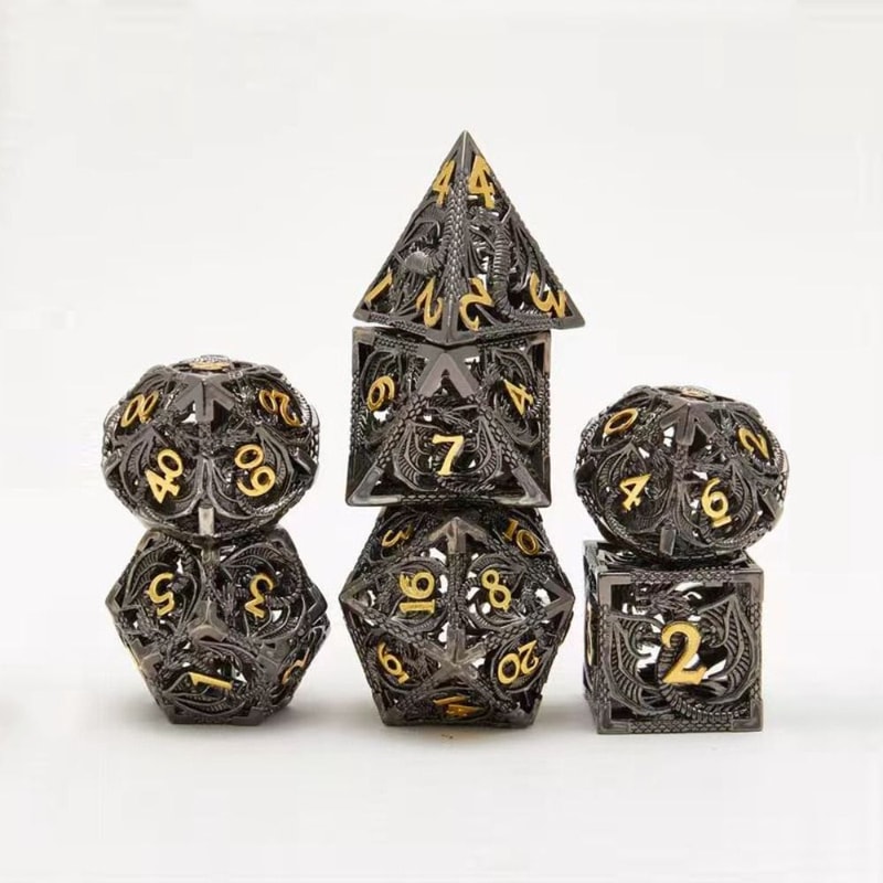 Octopus Polyhedron Hollow Metal Dice Set for Table Games RPG Board Game