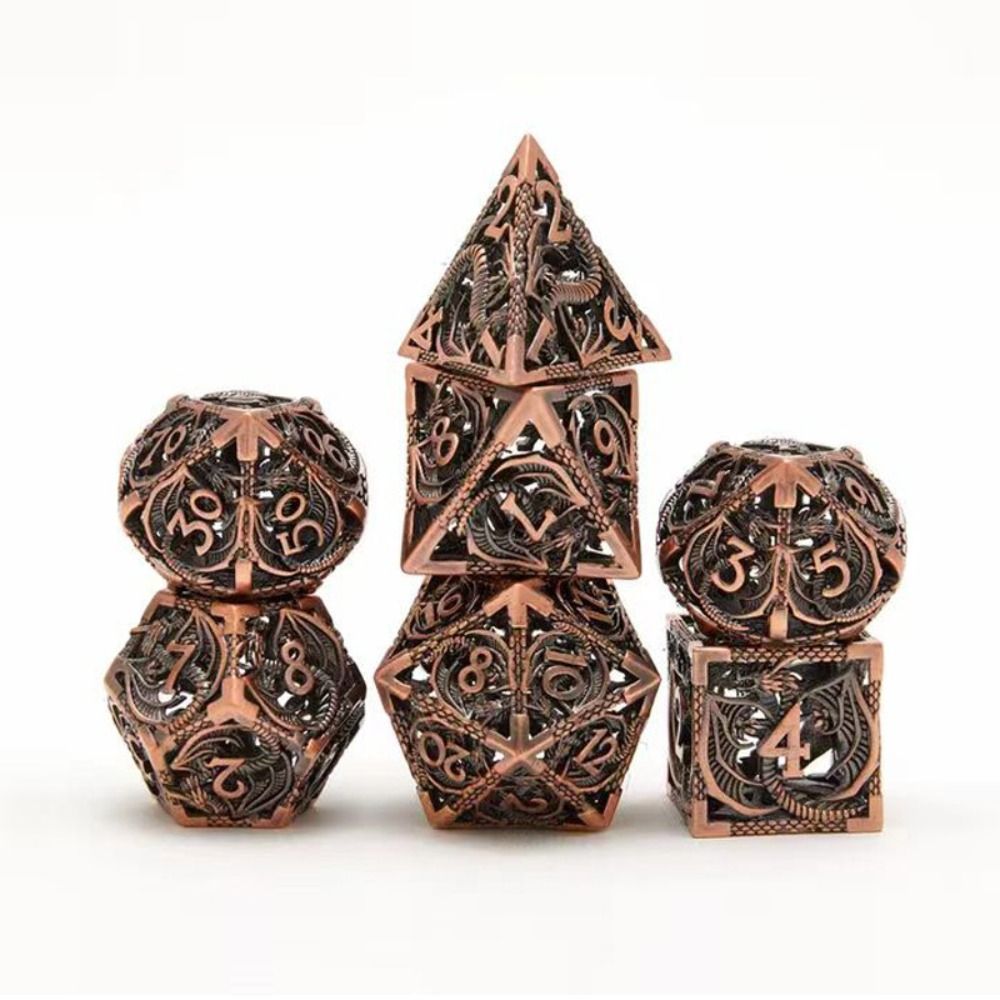 Octopus Polyhedron Hollow Metal Dice Set for Table Games RPG Board Game