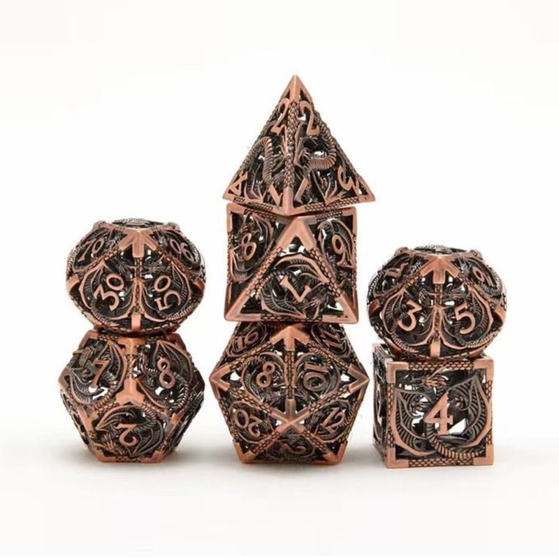 Octopus Polyhedron Hollow Metal Dice Set for Table Games RPG Board Game