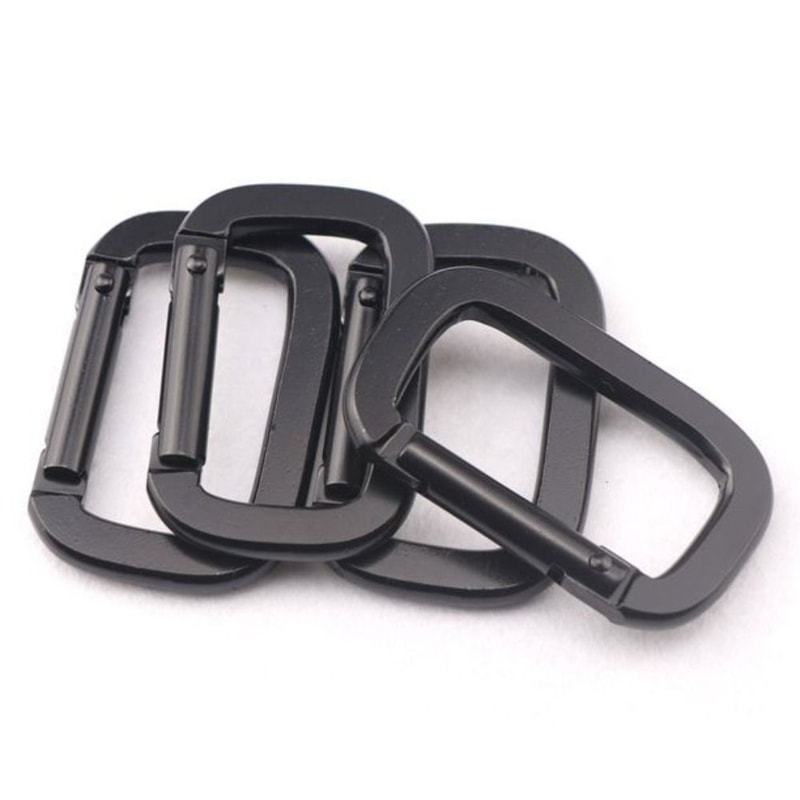 Square Black Carabiner Hook, Durable Aluminium Alloy Keychain, Anti-Theft Backpack Buckle, Outdoor Tools