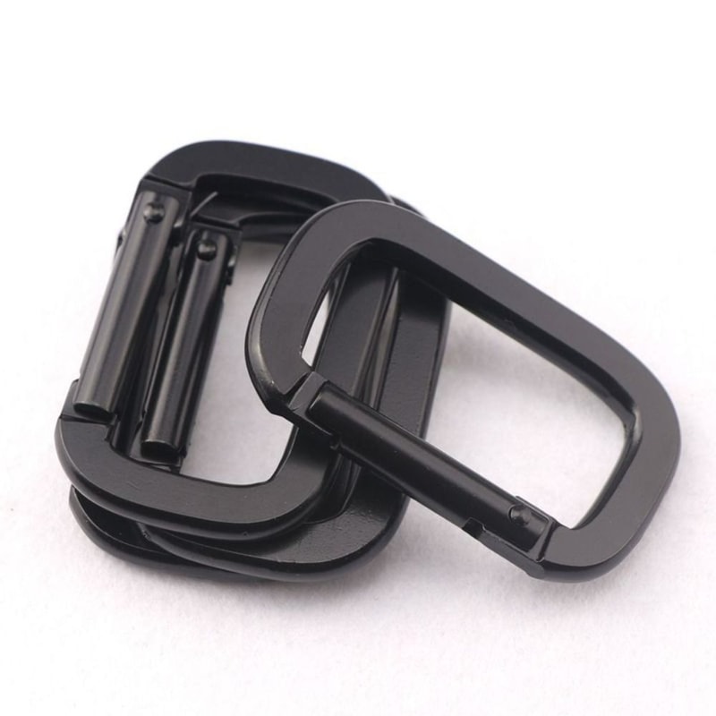 Square Black Carabiner Hook, Durable Aluminium Alloy Keychain, Anti-Theft Backpack Buckle, Outdoor Tools
