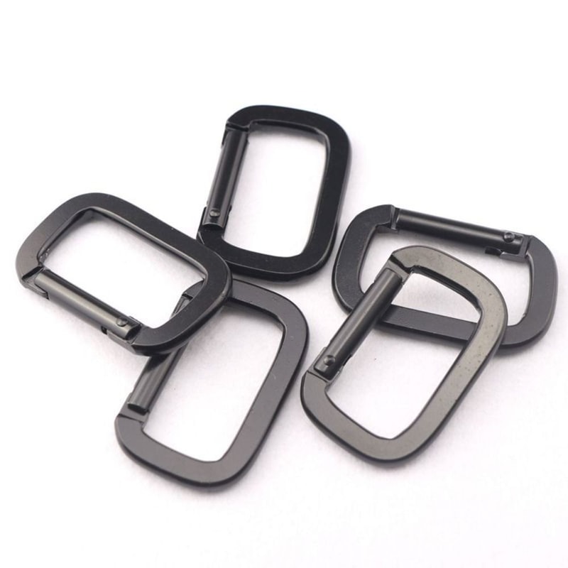 Square Black Carabiner Hook, Durable Aluminium Alloy Keychain, Anti-Theft Backpack Buckle, Outdoor Tools