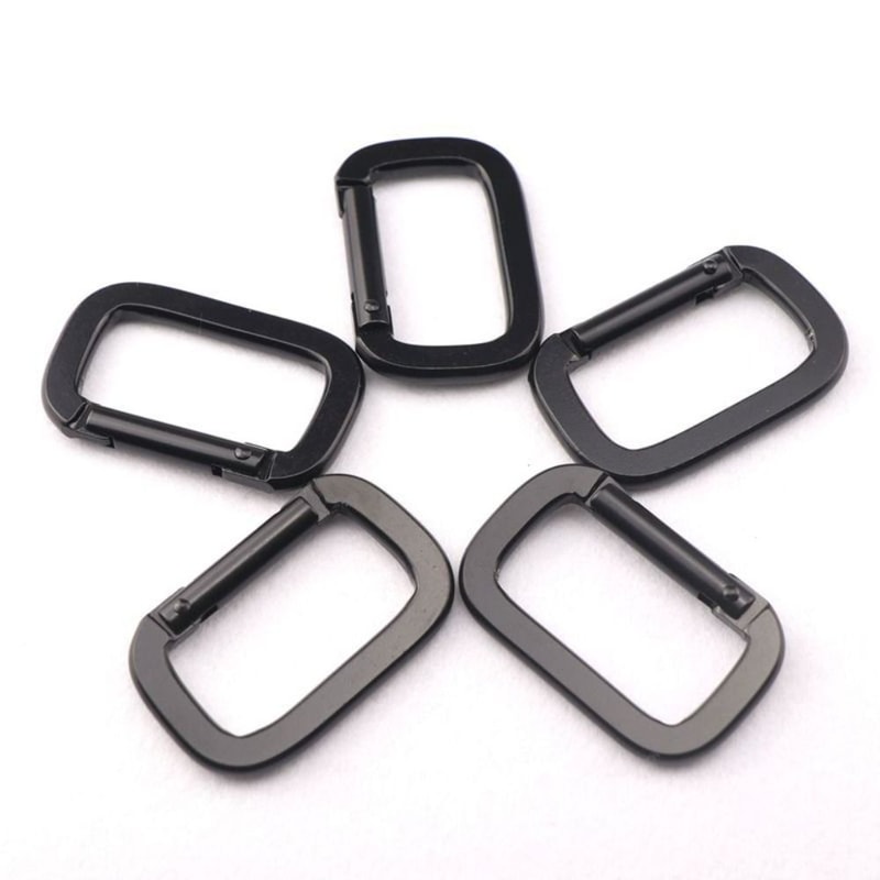 Square Black Carabiner Hook, Durable Aluminium Alloy Keychain, Anti-Theft Backpack Buckle, Outdoor Tools