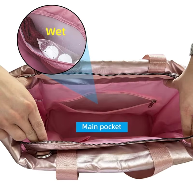 Large Capacity Nylon Women Gym Bag Wet And Dry Separation Sports Bag Waterproof Soft Yoga Mat Trave 2