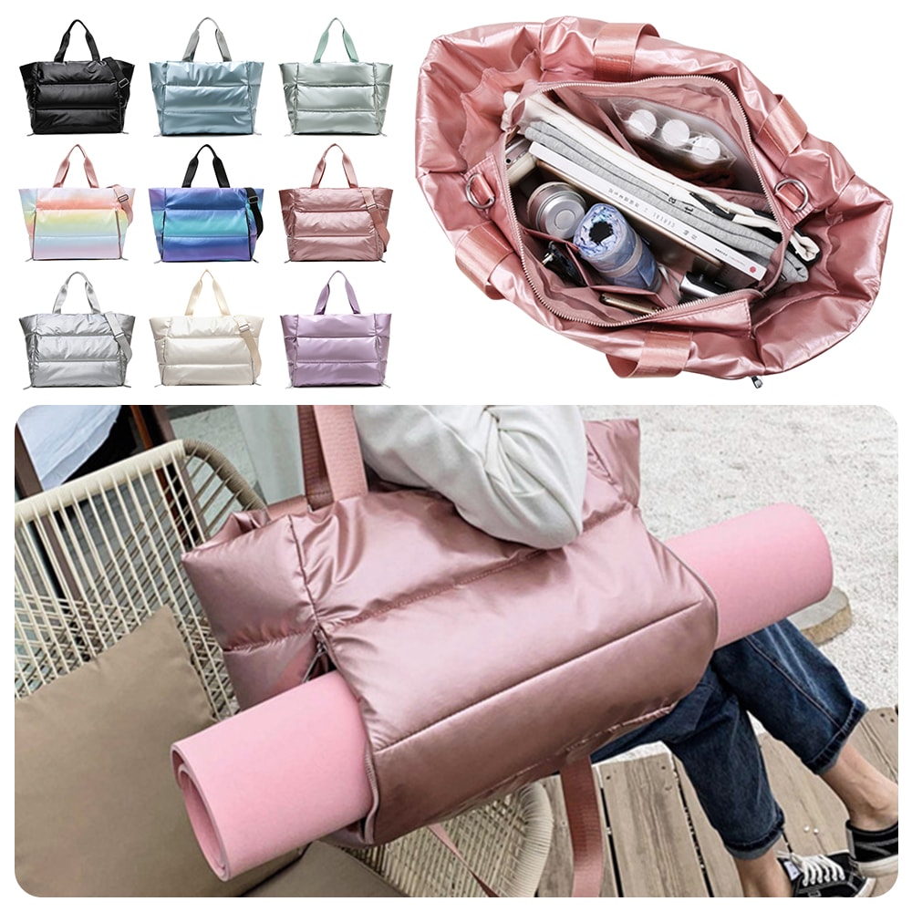 Large Capacity Nylon Women Gym Bag Wet And Dry Separation Sports Bag Waterproof Soft Yoga Mat Trave 4