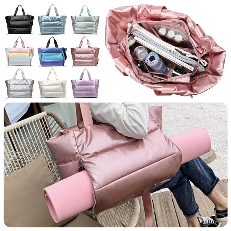 Large Capacity Nylon Women Gym Bag Wet And Dry Separation Sports Bag Waterproof Soft Yoga Mat Trave 4