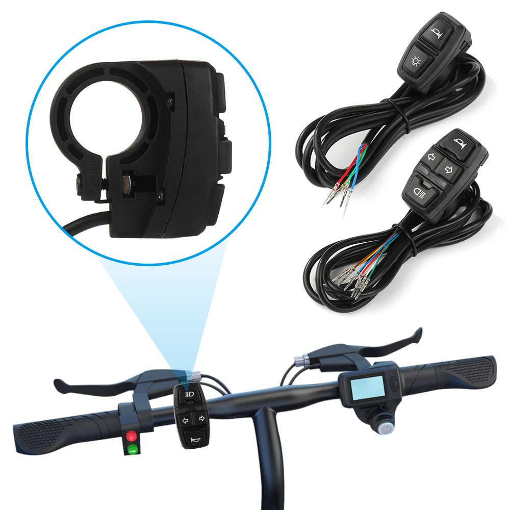 Ebike Lamp Horn Electric Bike Light Switch, Black Electrical System Controls