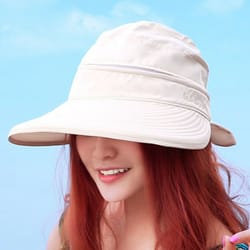 summer wide brim foldable visor hat for women ladies anti-uv beach sun cap for outdoor camping hiking