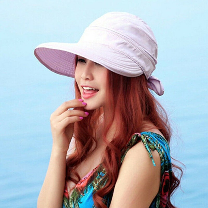 Summer Wide Brim Foldable Visor Hat for Women Ladies Anti-UV Beach Sun Cap for Outdoor Camping Hiking