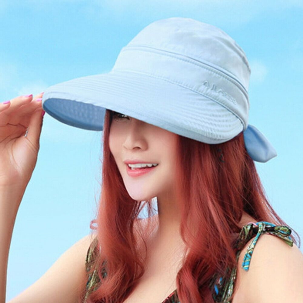 Summer Wide Brim Foldable Visor Hat for Women Ladies Anti-UV Beach Sun Cap for Outdoor Camping Hiking