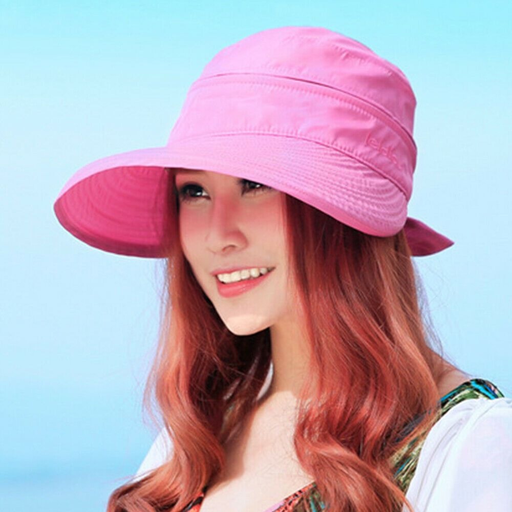 Summer Wide Brim Foldable Visor Hat for Women Ladies Anti-UV Beach Sun Cap for Outdoor Camping Hiking