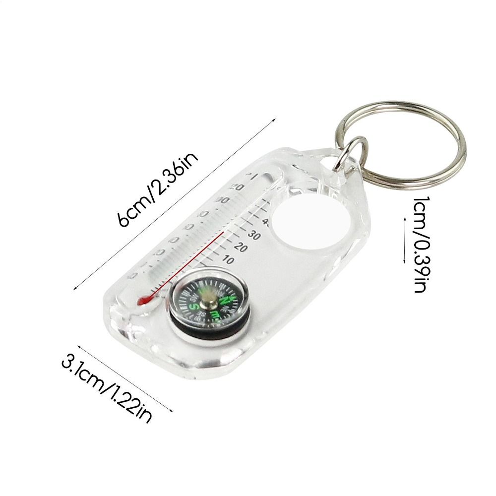Mini Compass Keychain with Fluorescent Compact Thermometers, Durable Mountaineering Tool for Outdoor Expeditions
