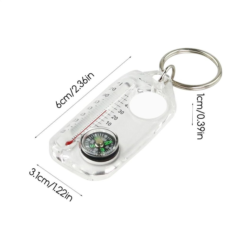 Mini Compass Keychain with Fluorescent Compact Thermometers, Durable Mountaineering Tool for Outdoor Expeditions