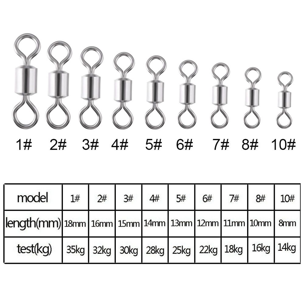 Rolling Fishing Hook Connector Bearing with Solid Ring, Barrel Fishing Tackle Accessory