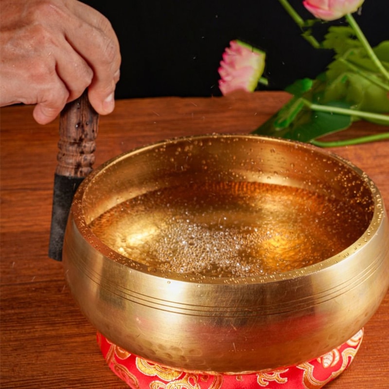 Copper Singing Bowl Set For Stress Relief Buddha Meditation Therapy Handmade Sound Therapy Yoga Bow 0