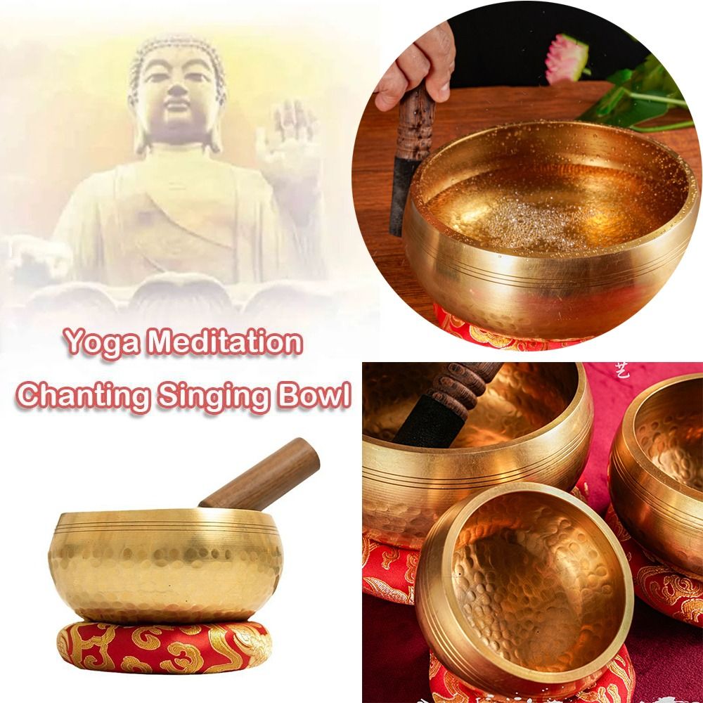 Copper Singing Bowl Set For Stress Relief Buddha Meditation Therapy Handmade Sound Therapy Yoga Bow 1