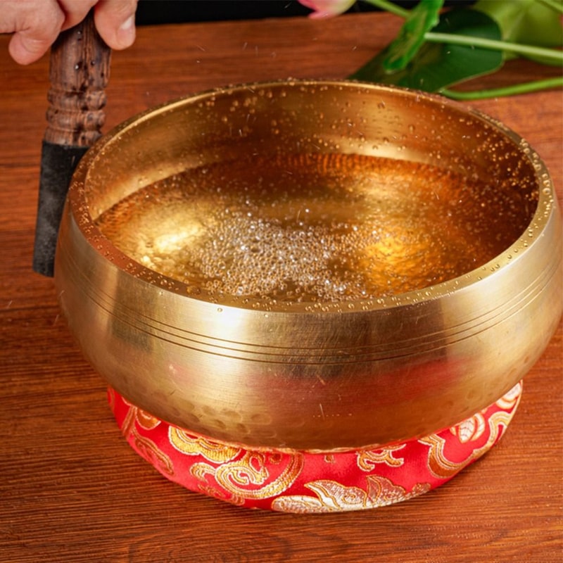 Copper Singing Bowl Set For Stress Relief Buddha Meditation Therapy Handmade Sound Therapy Yoga Bow 2